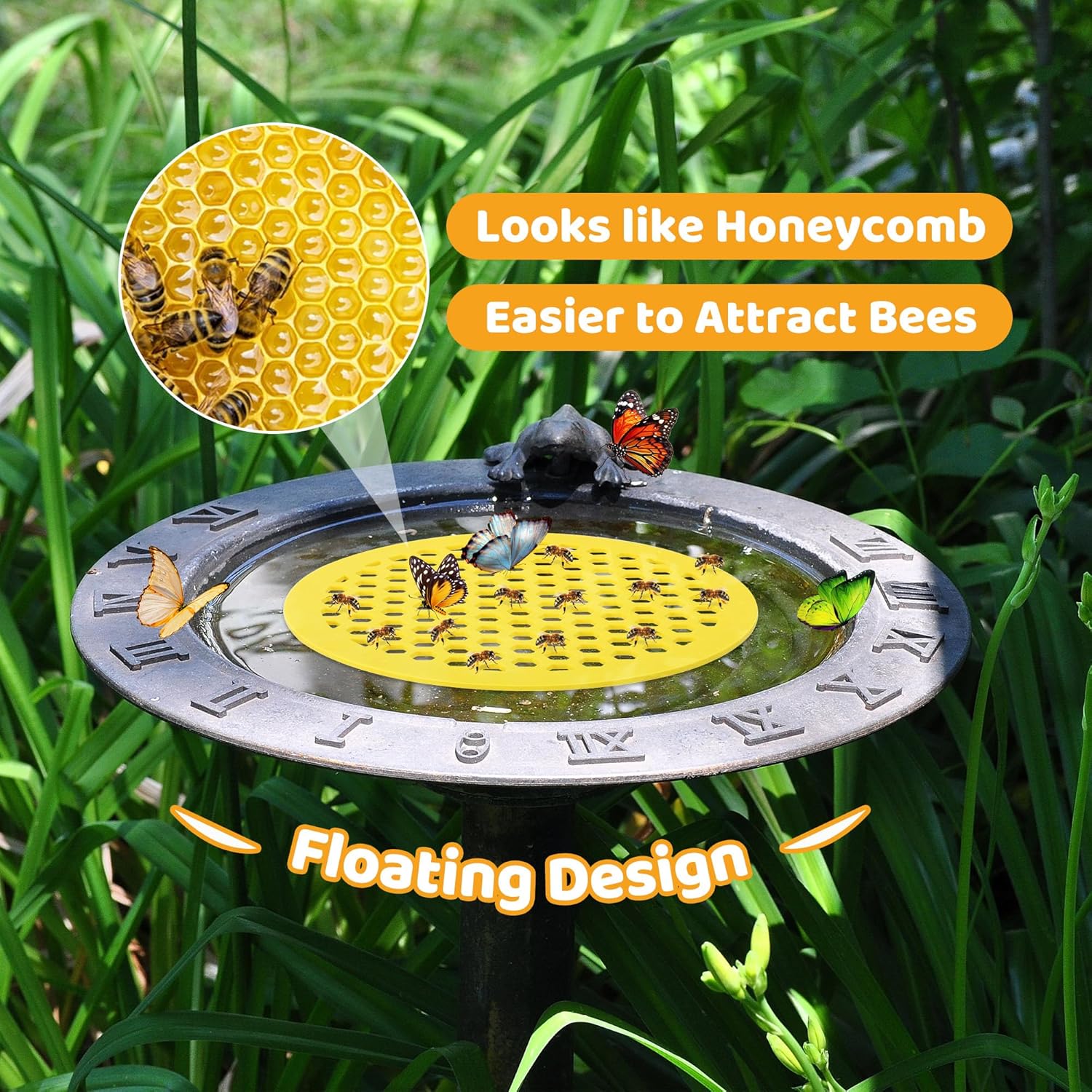 4 Pack Floating Bee Island- 7.87 Inch EVA Foam Floating Bee Watering Station- Butterfly Bee Waterer for Feeding, Bee Bath, Outdoor Garden Decor