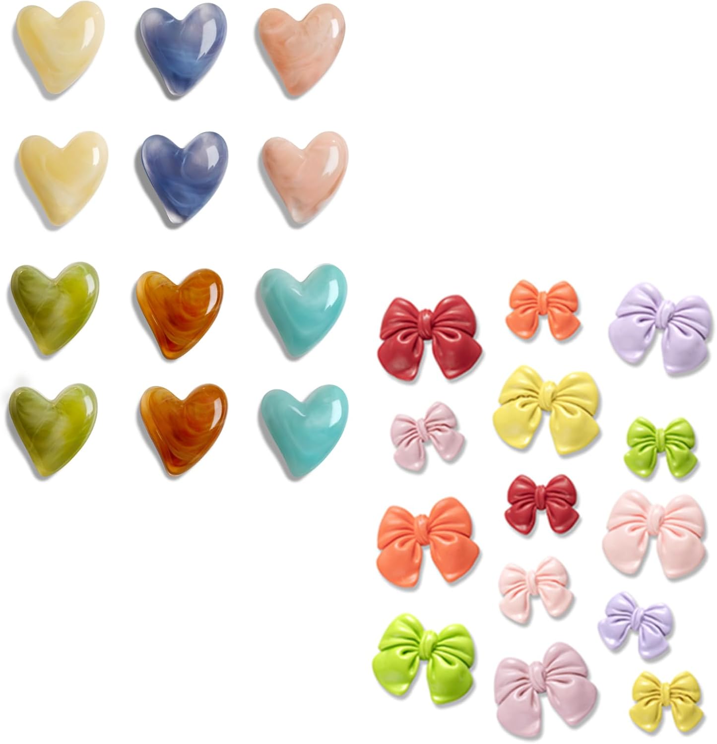 12Pcs Heart & 14Pcs Bow Magnets, Colorful Magnets for Whiteboard Cabinet Locker, Resin Decorative Magnets for Classroom Kitchen Office
