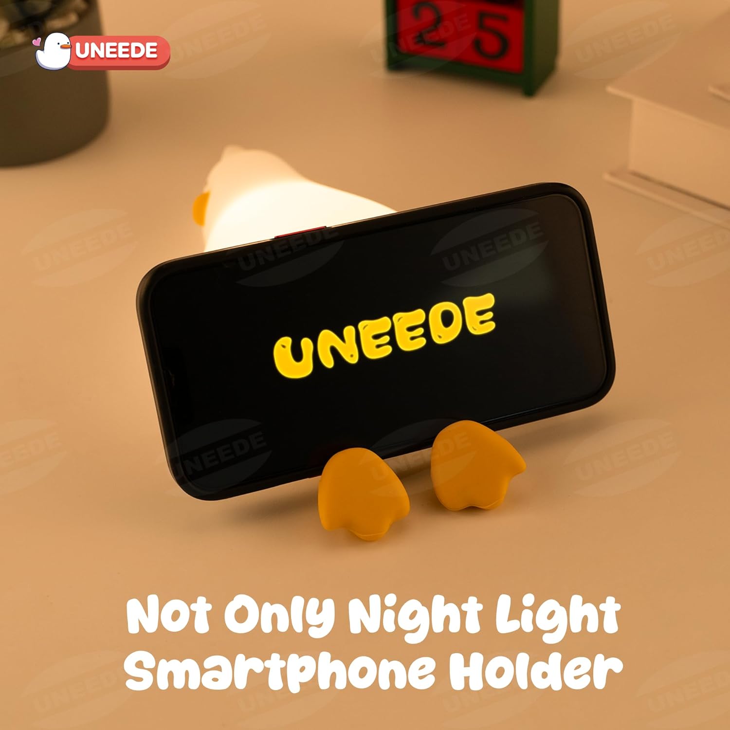 UENEEDE Lying Flat Duck Lamp, 3 Level Dimmable Rechargeable Silicone Night Light, Benson Duck Cute Squishy Touch Sensor Bedside Lamp for Nursery, Breastfeeding, Kids Room Decor