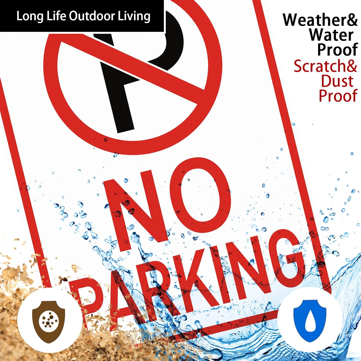 Amylove 6 Pcs No Parking Signs with Symbol, 14 x 10 Inches Reflective Rust Free Aluminum Sign, UV Protected, Weather Resistant, Waterproof, Durable Ink, Easy to Mount