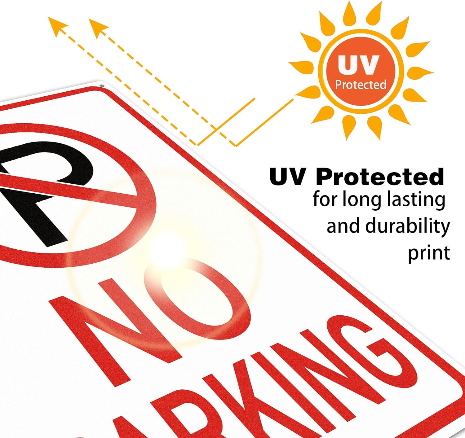 Amylove 6 Pcs No Parking Signs with Symbol, 14 x 10 Inches Reflective Rust Free Aluminum Sign, UV Protected, Weather Resistant, Waterproof, Durable Ink, Easy to Mount