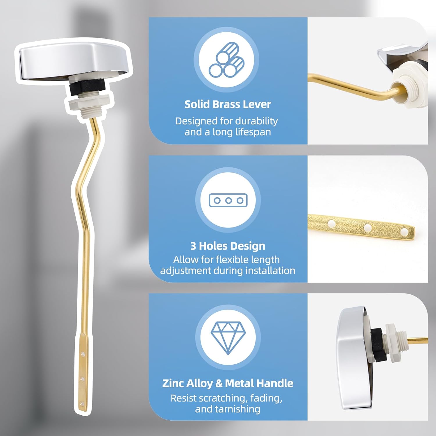 Large 3-Inch Toilet Flapper with Toilet Handle Replacement Compatible with TOTO THU068#CP Trip Lvr