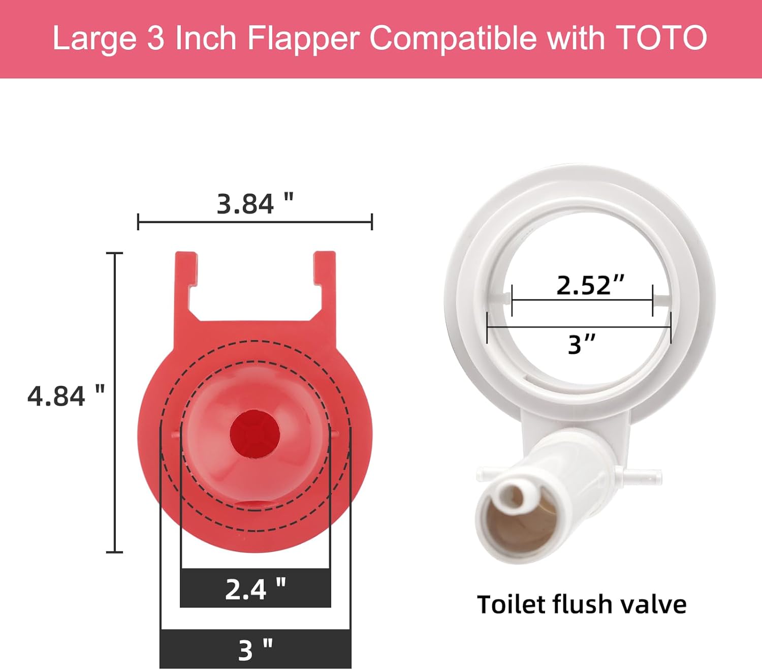 Large 3-Inch Toilet Flapper with Toilet Handle Replacement Compatible with TOTOTHU004-CP Trip Lvr