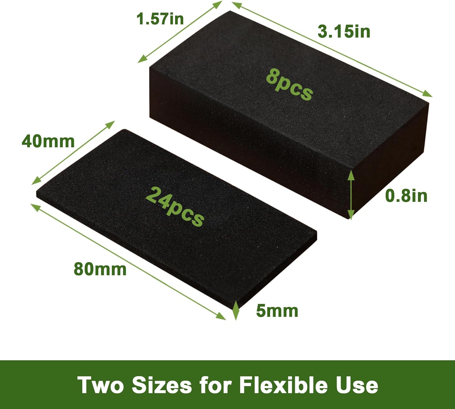 32Pc Eva Foam Headboard Stoppers for Wall, 25mm Thicker Bed Stoppers for Headboard, 8Pcs (25mm) + 24Pcs (5mm), Furniture Wall Protectors,40 * 80 mm (Black)