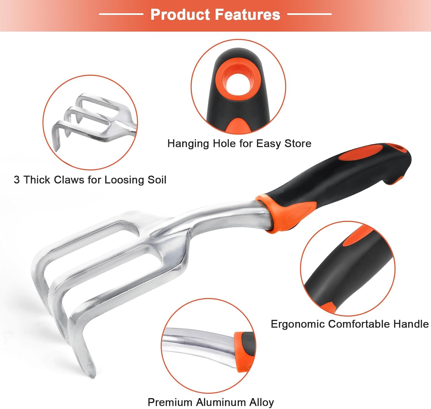 Hand Rake Garden Tool, Heavy Duty Hand Cultivators for Gardening + Garden Tools Sets, Gardening Tool Set with 39.3 in Repotting Mat