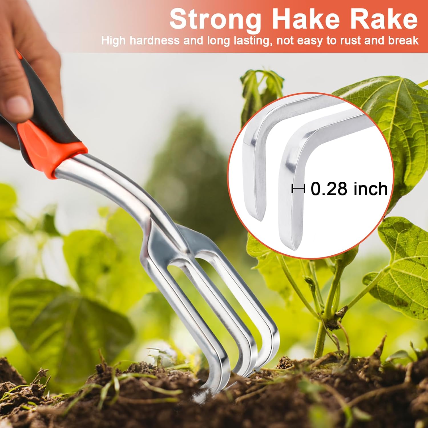 Hand Rake Garden Tool, Heavy Duty Hand Cultivators for Gardening + Garden Tools Sets, Gardening Tool Set with 39.3 in Repotting Mat