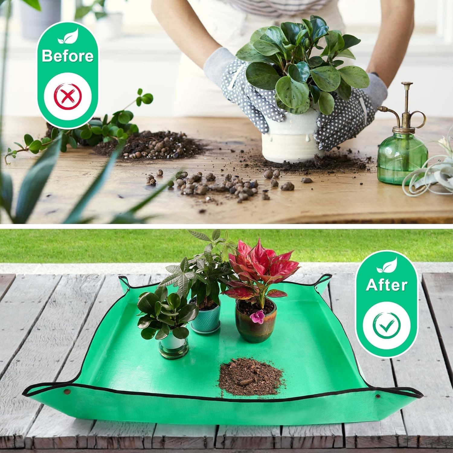 Repotting Mat for Indoor Plants Waterproof Foldable Gardening Tray 39.5X31.5 Inch