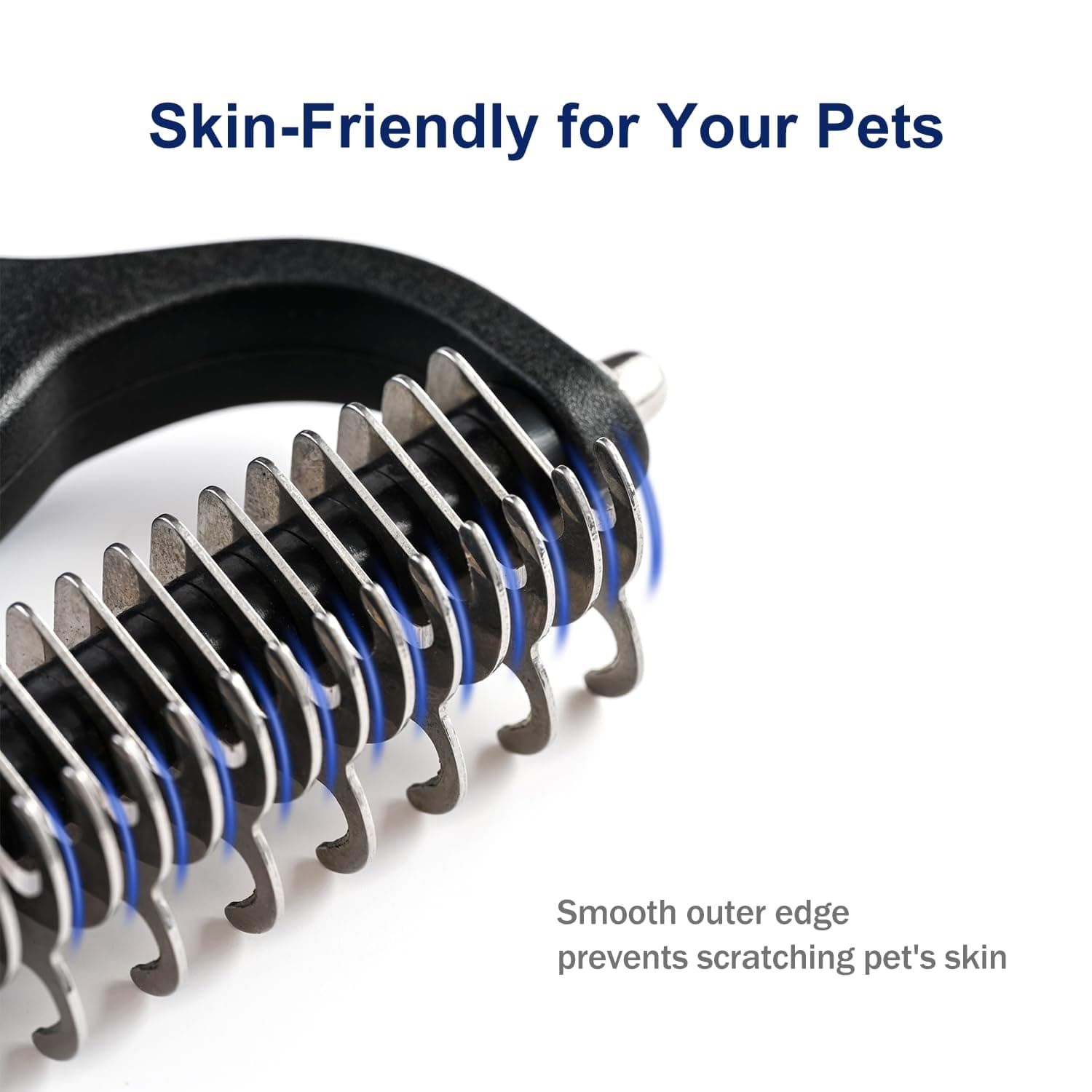 Grooming Rake Double-Sided Deshedding Tool Small Blue