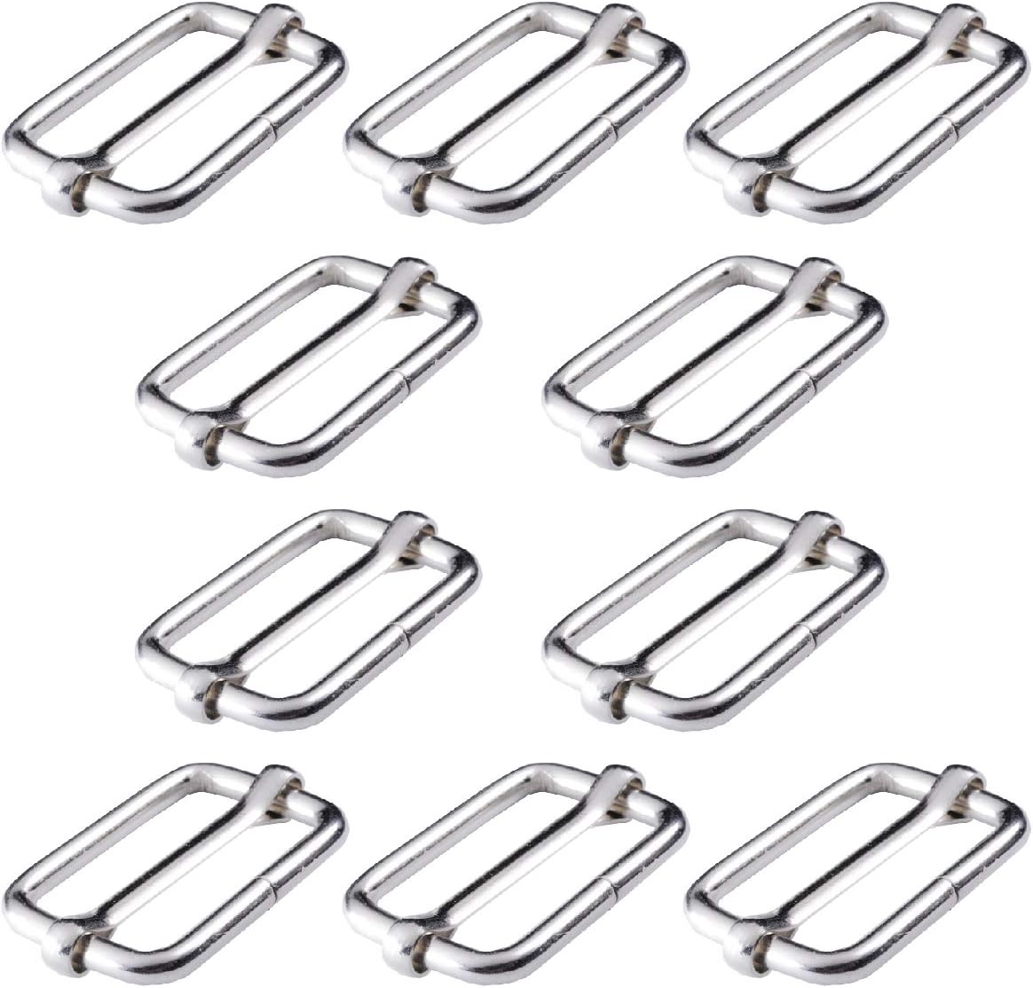 Adjtable Slide Buckle 1 Inch Triglide Slides Metal Webbing Slider For Strap Belt Backpack Handbag DIY (10 Pieces, Silver Color)