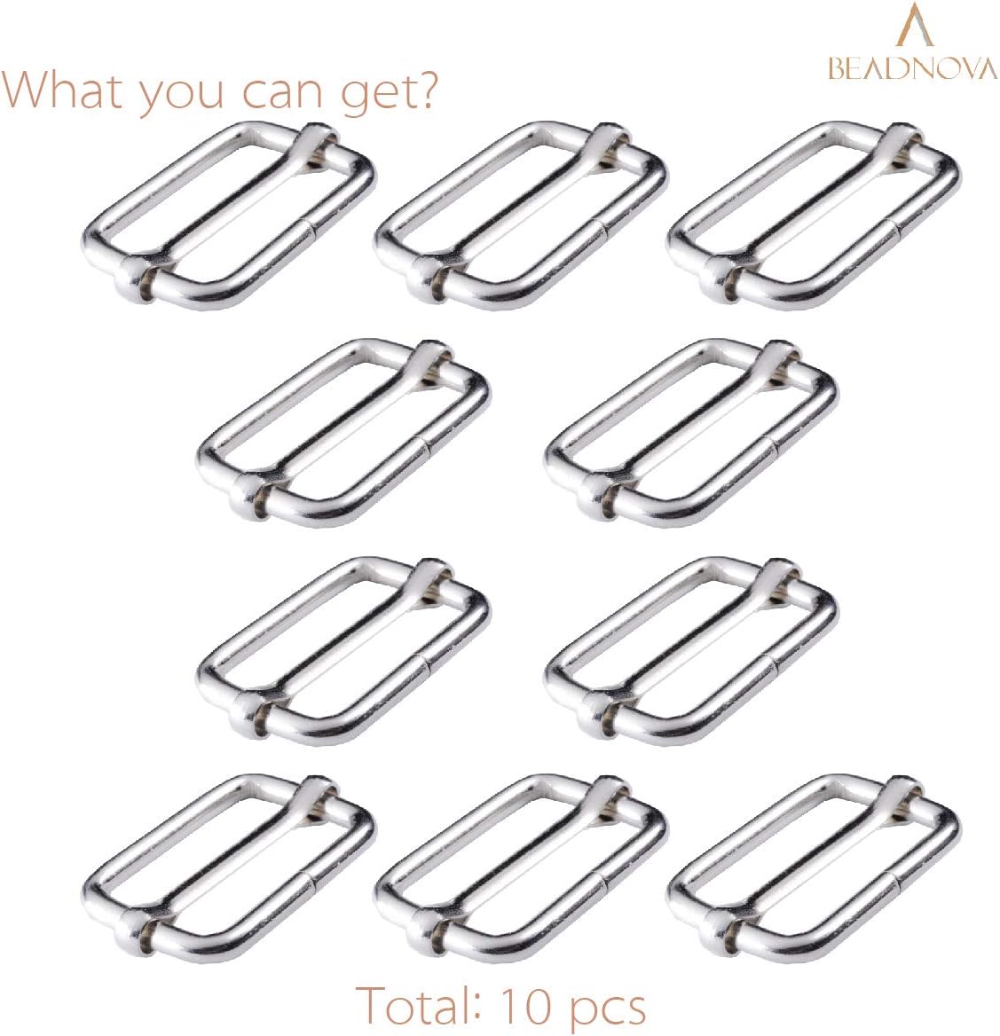 Adjtable Slide Buckle 1 Inch Triglide Slides Metal Webbing Slider For Strap Belt Backpack Handbag DIY (10 Pieces, Silver Color)