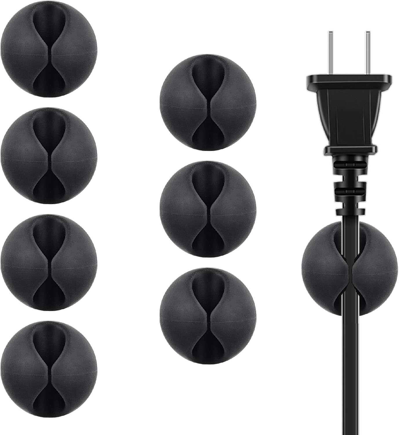 Cable Clips Cord Organizer Cable Management Wire Cord Holder 1 Slots Adhesive Wire Holder for Car Charging Accessory PC Office Home (Black, 8 pcs)