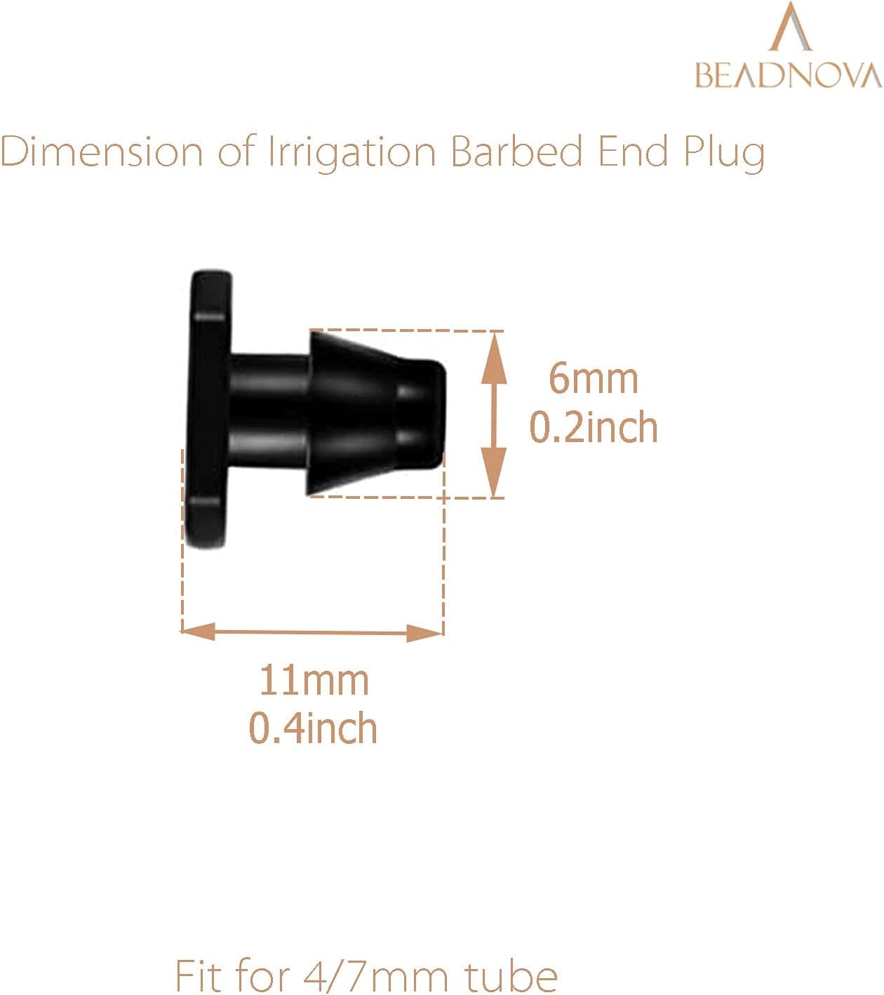 Drip Irrigation Connectors 30 Pcs 1/4 Inch Barbed End Plugs Black