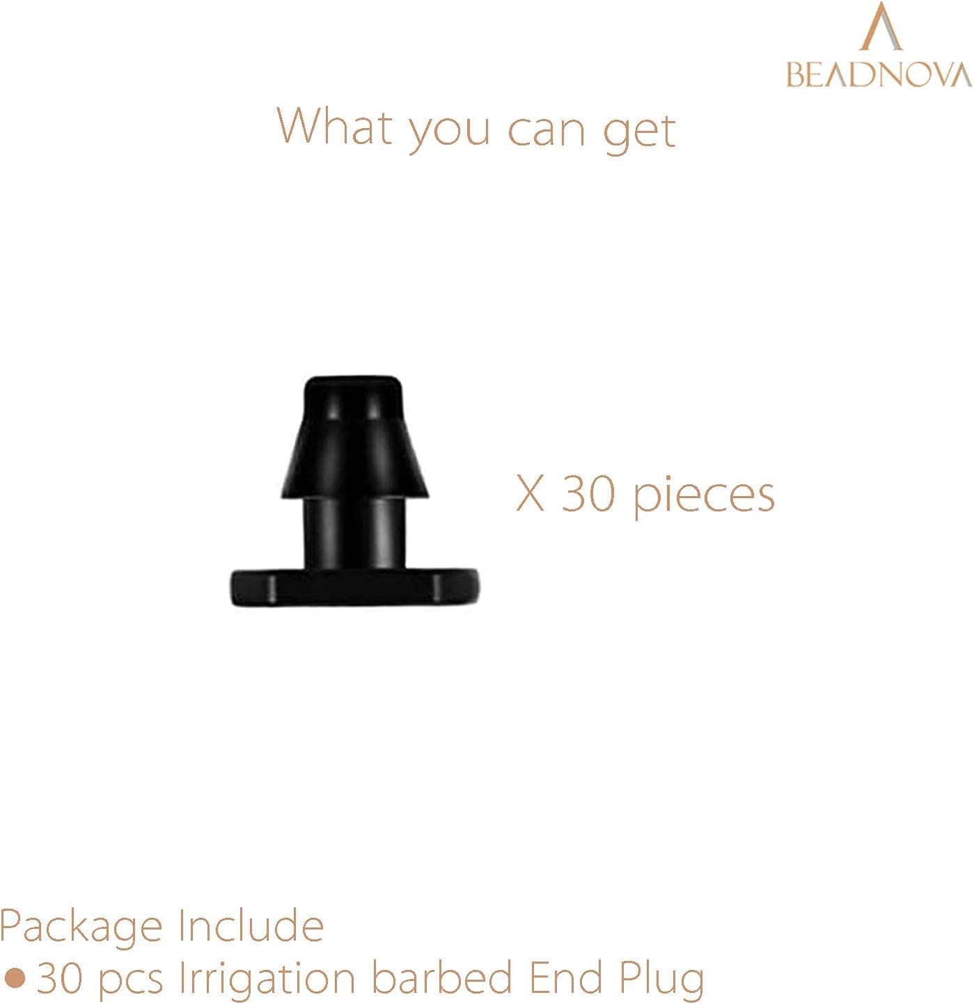 Drip Irrigation Connectors 30 Pcs 1/4 Inch Barbed End Plugs Black