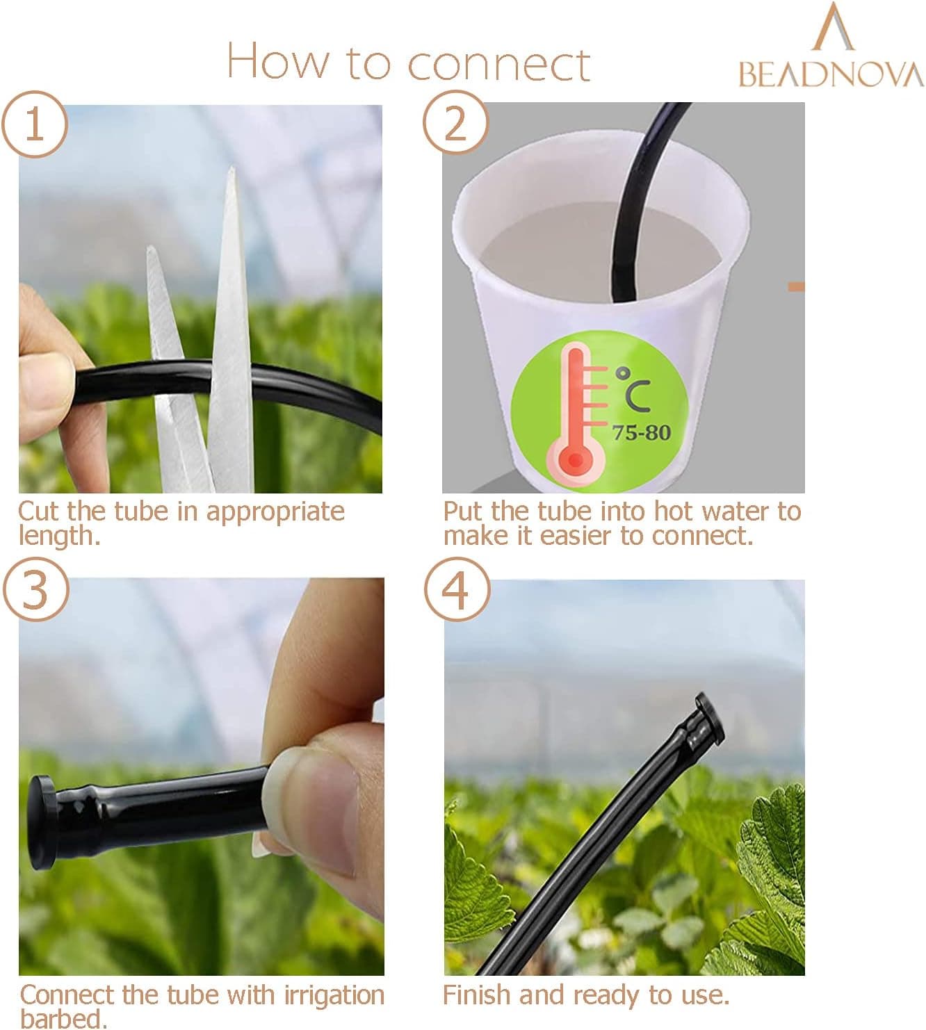 Drip Irrigation Connectors 30 Pcs 1/4 Inch Barbed End Plugs Black