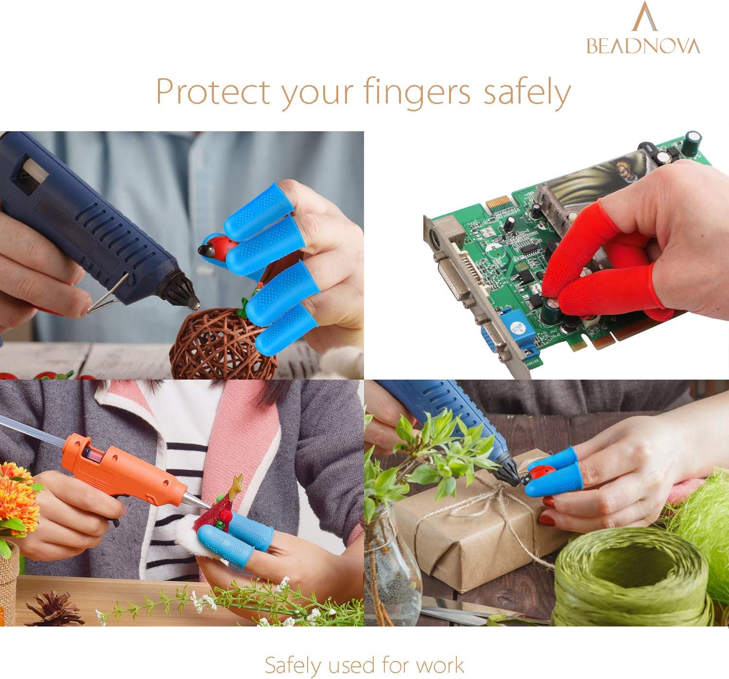 Finger Protector Silicon Finger Gloves Cot for Electronic Repair Painting Jewelry Cleaning Crafting Indtrial Apply (Pack of 6-3 Size, Blue & Green Color)