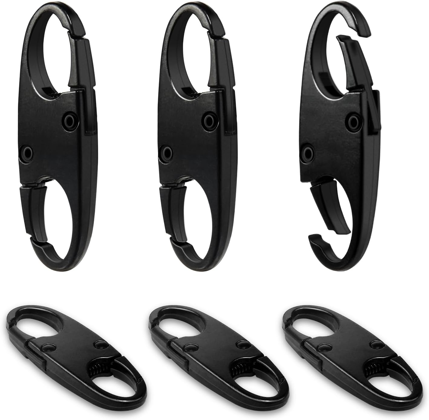 6Pcs Double Opening Lock Zipper Pull Replacement Clips, Small Carabiner Clips, Zipper Locks Anti Theft Deterrent for Bag Luggage Pickpocket Backpack Purse Travel Suitcase (Black)