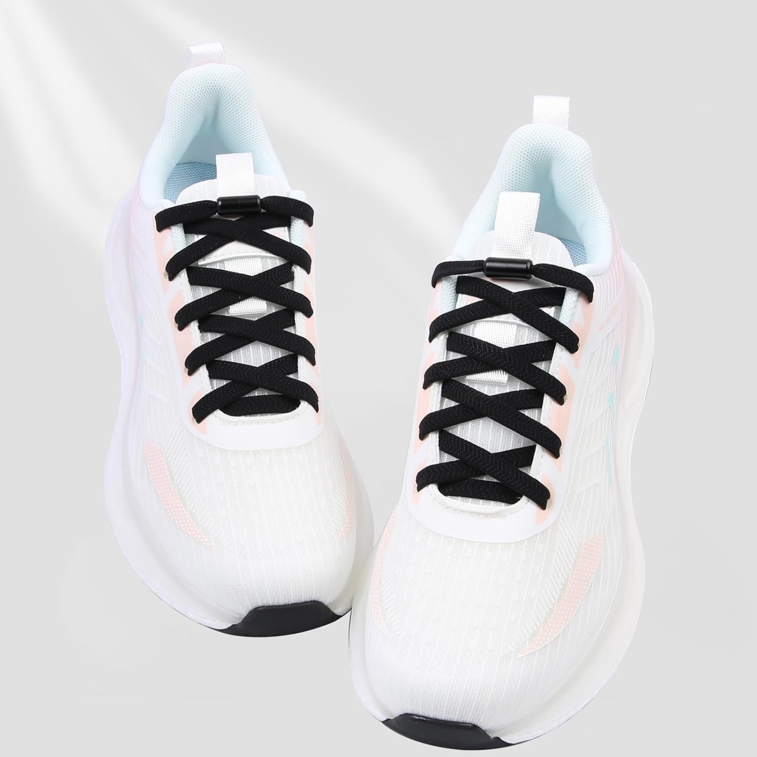 2 Pairs Elastic No Tie Shoe Laces for Adults and Kids Shoes, Tieless Flat Shoelaces for Sneakers