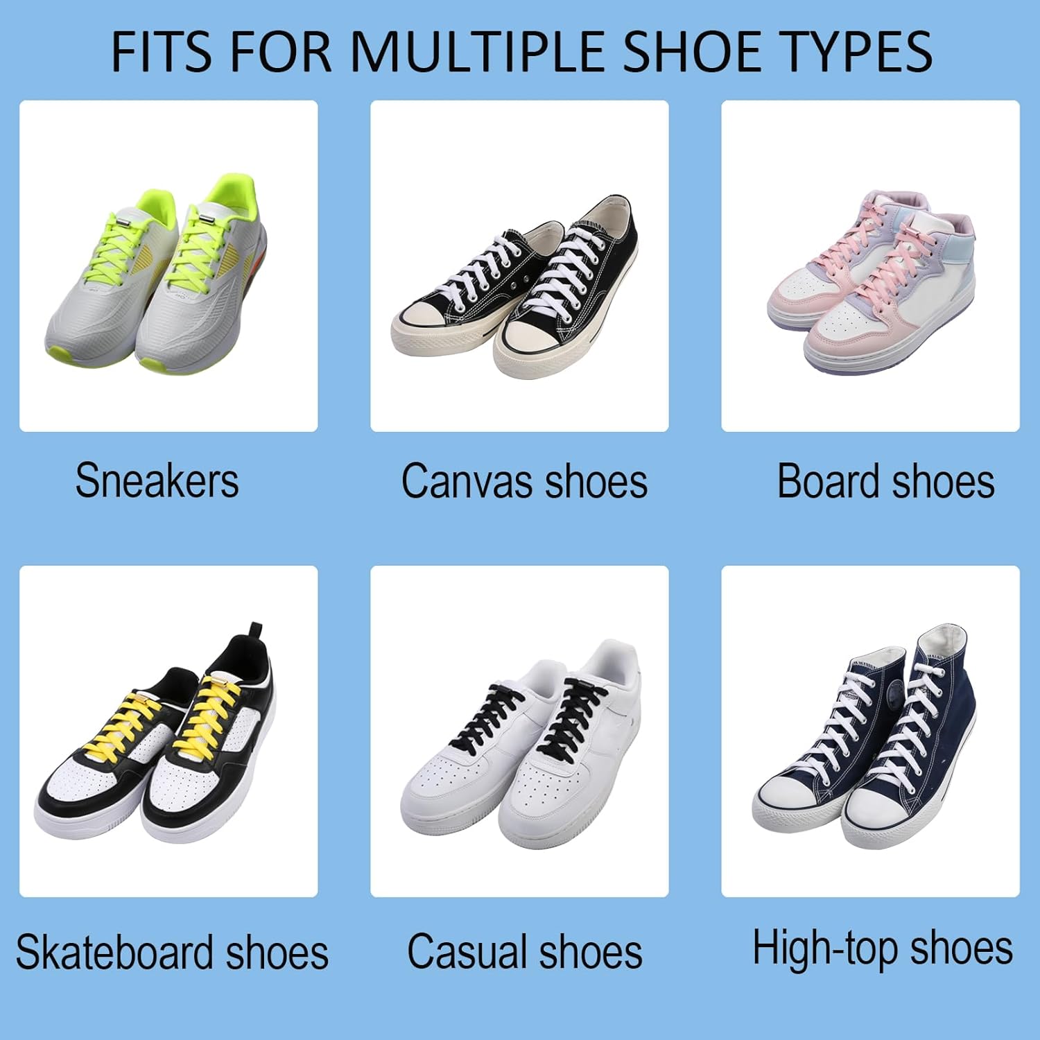 2 Pairs Elastic No Tie Shoe Laces for Adults and Kids Shoes, Tieless Flat Shoelaces for Sneakers