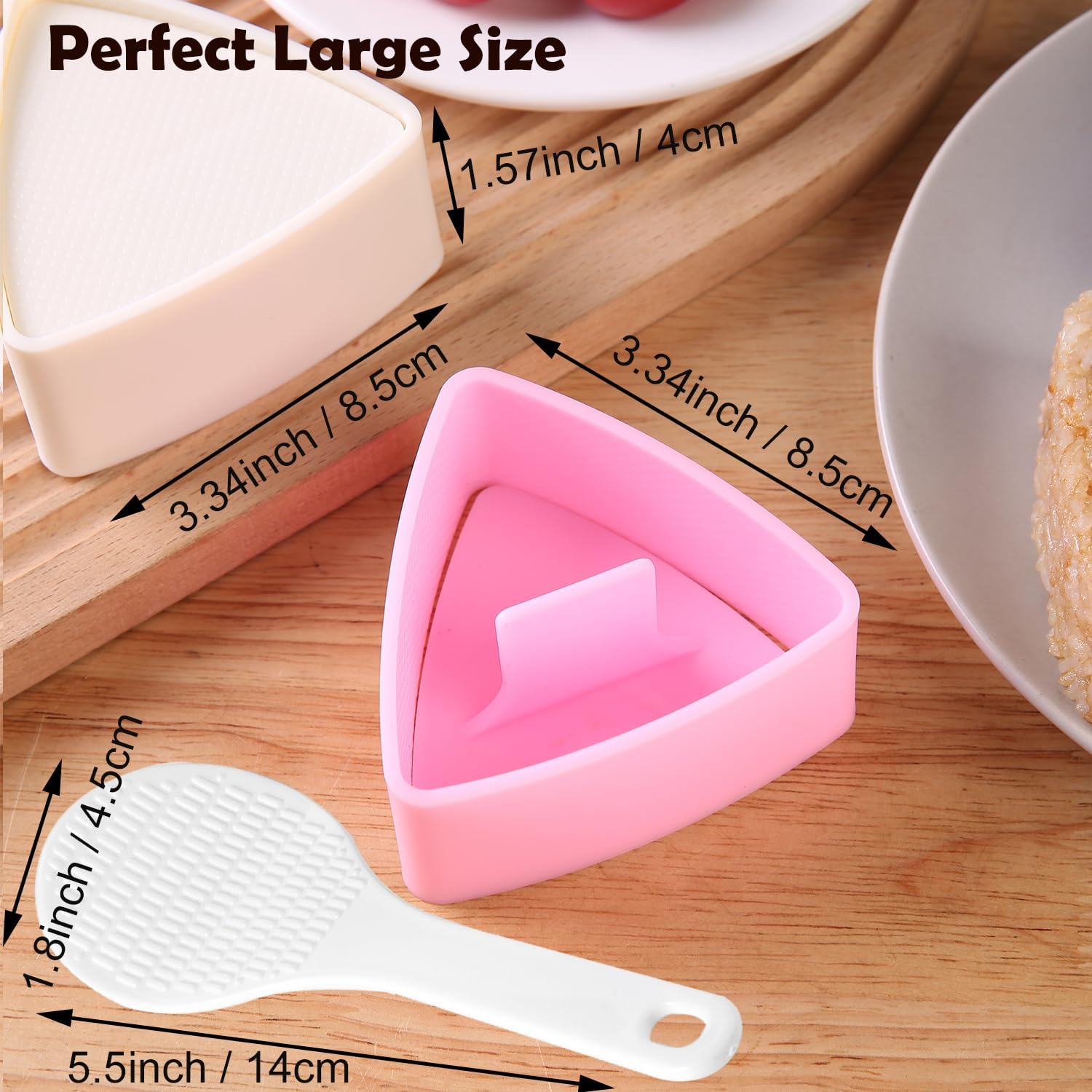 Onigiri Mold Triangle, 2 Pack Large Rice Ball Mold Shi Makers, Japanese Rice Cooker Kit for Lunch Bento