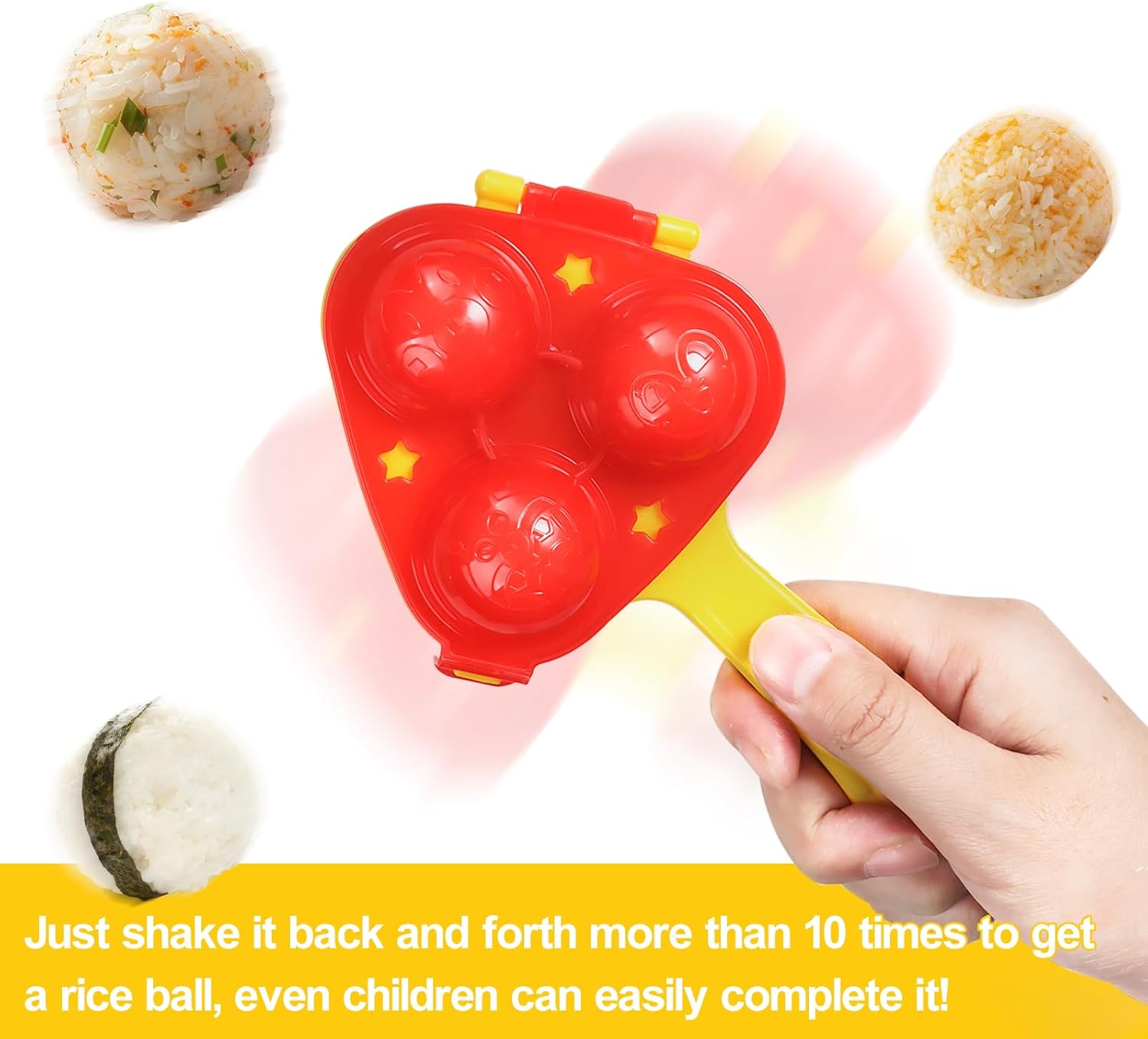 Rice Ball Mold, Upgraded Rice Ball Shaker, Onigiri Rice Ball Maker Molds for Kids, DIY Mini Shi Maker Mold