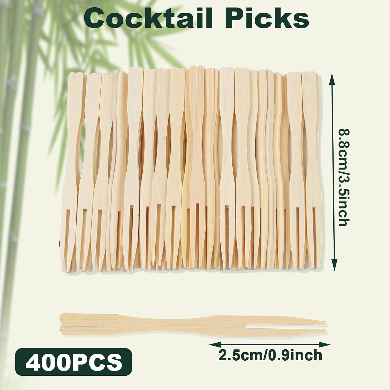 400PCS 3.5 Inch Appetizer Forks, Mini Forks, Mini Forks For Appetizers, Disposable Bamboo Forks Can Be ed For Desserts, Sandwiches, Burgers, Salads, Buffets, Drinks, Vegetables And More