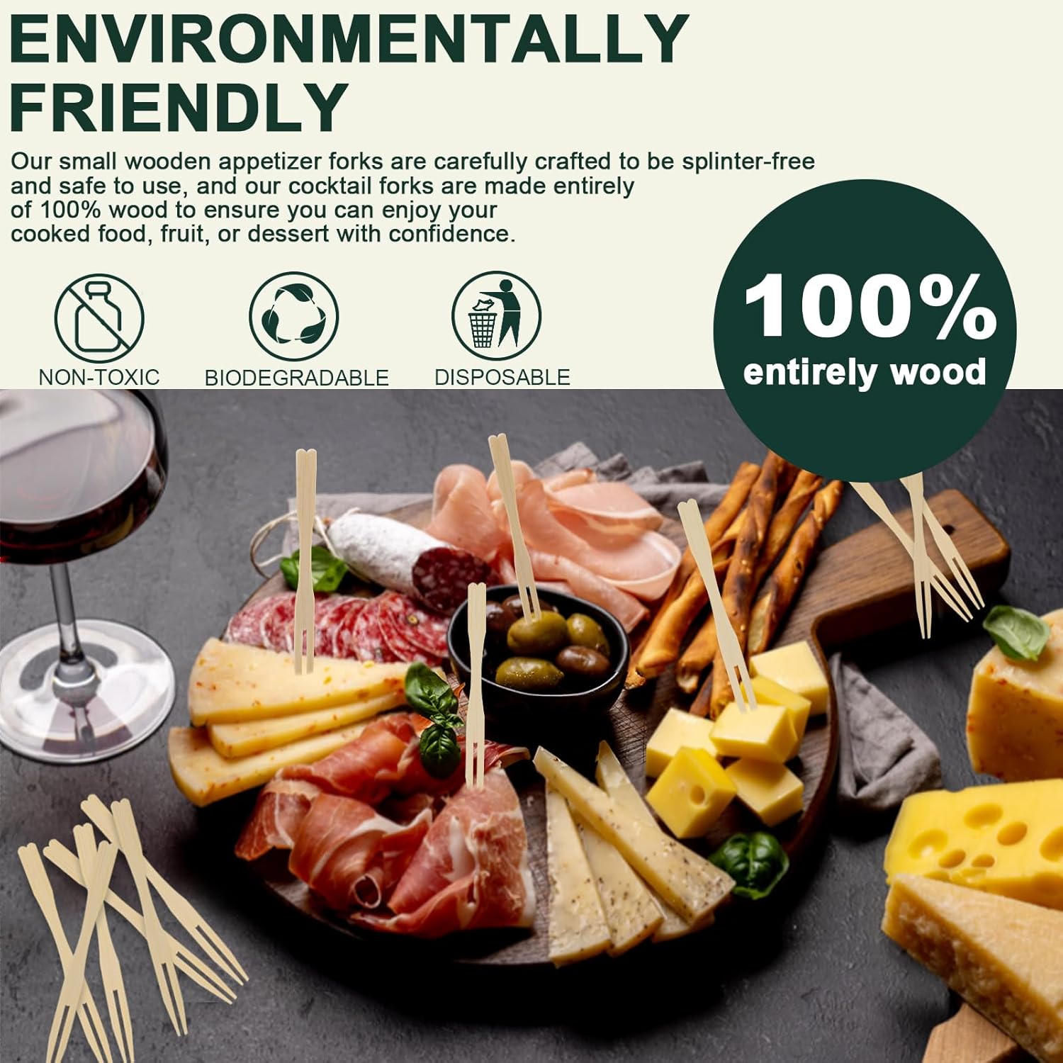 400PCS 3.5 Inch Appetizer Forks, Mini Forks, Mini Forks For Appetizers, Disposable Bamboo Forks Can Be ed For Desserts, Sandwiches, Burgers, Salads, Buffets, Drinks, Vegetables And More