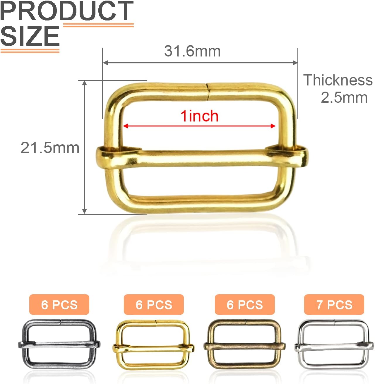 CooBigo 25 Pack 1 Inch Metal Adjustable Slide Buckles Tri-Glide Rectangle Adjuster Suspender Strap Slider for Purse Bag Hardware Making Supplies Backpack replacement Keeper(Mixed)