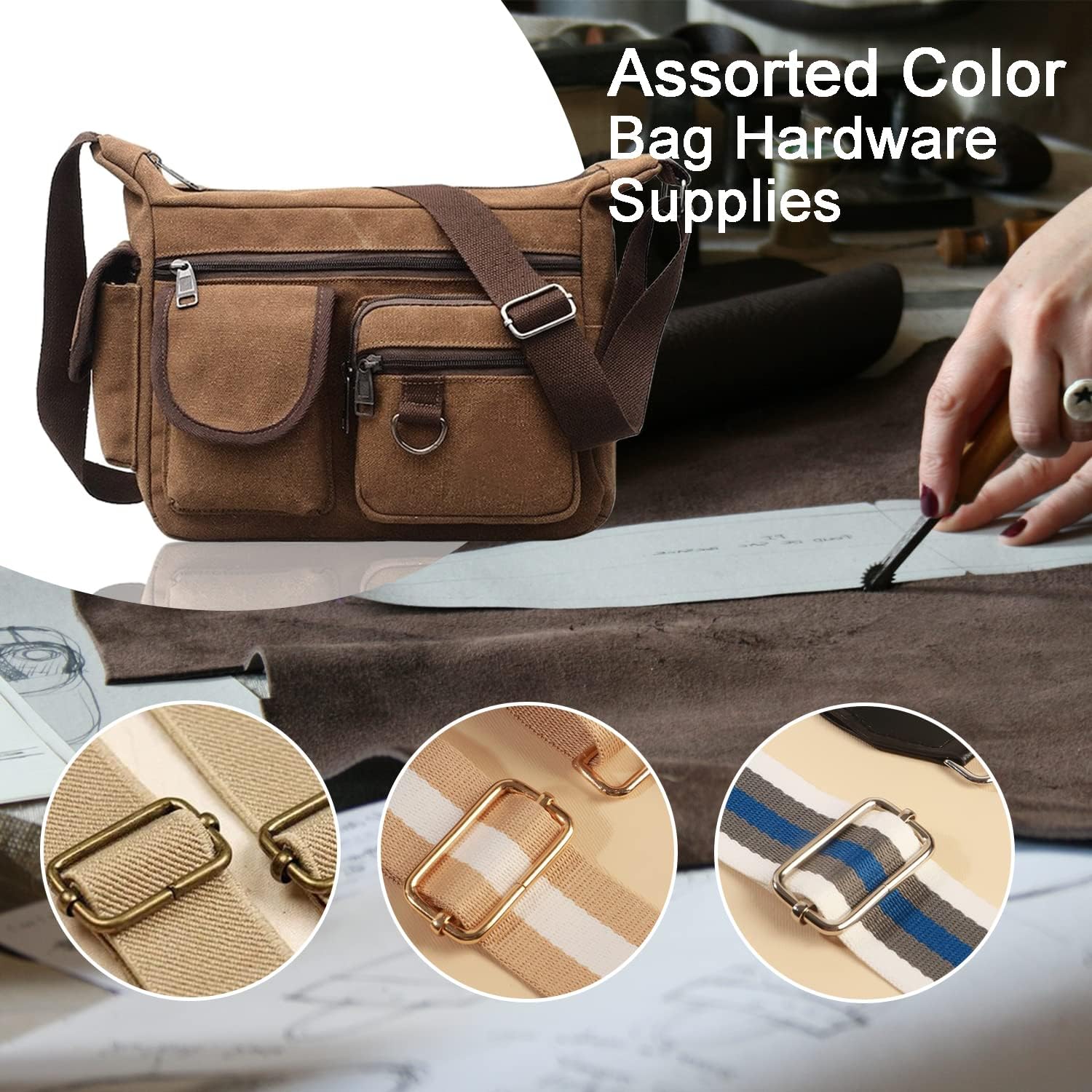 CooBigo 25 Pack 1 Inch Metal Adjustable Slide Buckles Tri-Glide Rectangle Adjuster Suspender Strap Slider for Purse Bag Hardware Making Supplies Backpack replacement Keeper(Mixed)