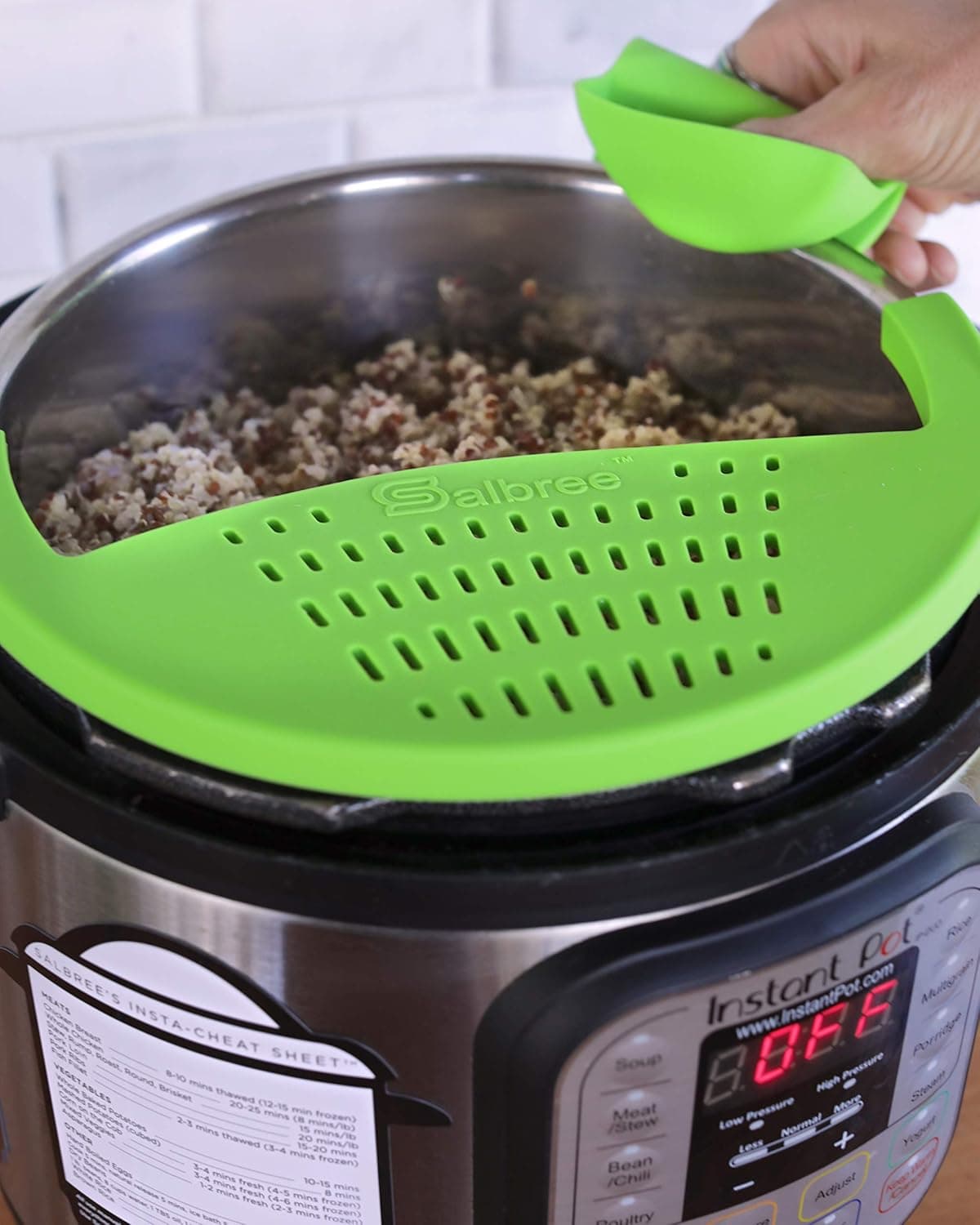 Silicone Snap Strainer for 6qt Instant Pot with Small Mitts Set Green