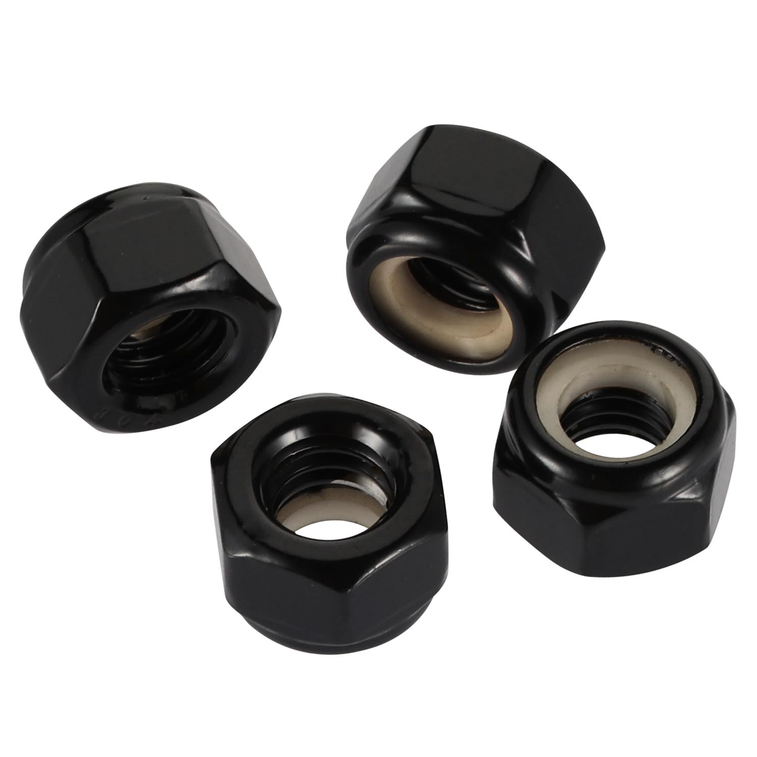 #8-32 Nylon Insert Hex Lock Nut Stainless Locknuts, 304 Stainless Steel 18-8 Black Finish, Pack of 50
