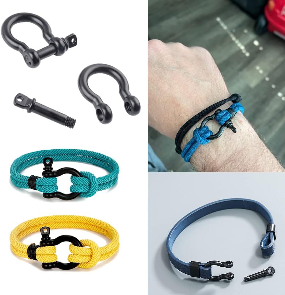 CooBigo Metal Silver Bow Shackle for Emergency Survival Paracord Bracelet Parachute