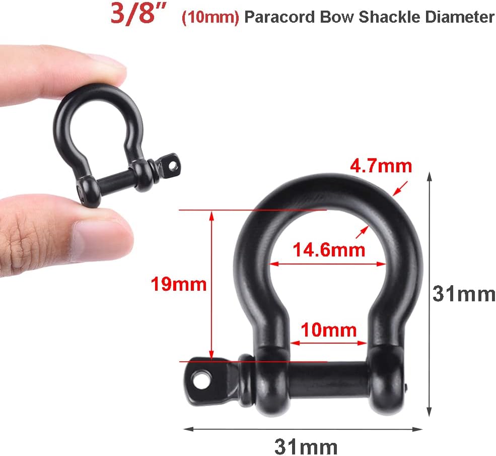 CooBigo Metal Silver Bow Shackle for Emergency Survival Paracord Bracelet Parachute