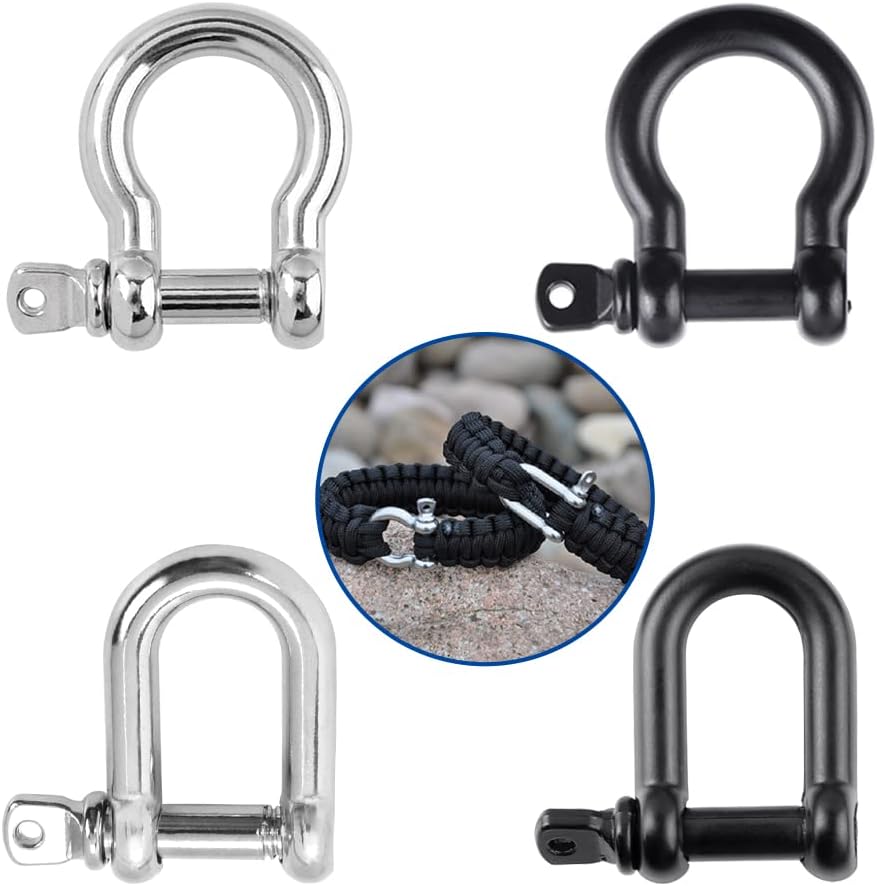 CooBigo Metal Silver Bow Shackle for Emergency Survival Paracord Bracelet Parachute