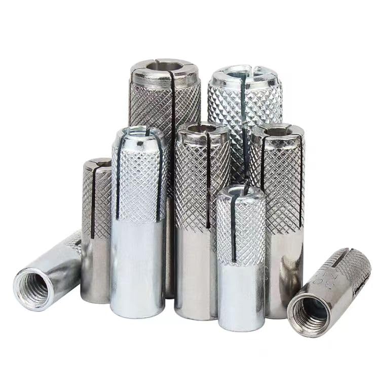 (20 pcs) 3/8"-16 Premium Zinc Plated Carbon Steel Drop in Anchors Assortment, Knurled Drop-in-Anchor for Solid Concrete, Internal Forced Expansion Screw Bolts
