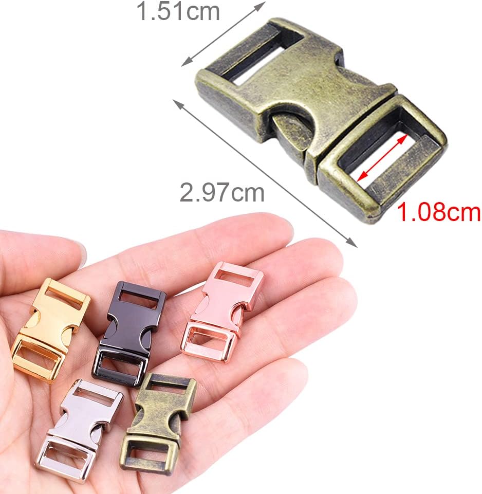 CooBigo 10 Pack 3/8" Metal Side Release Buckles for Paracord Bracelets (Mix) FLQ100(Mix-s)