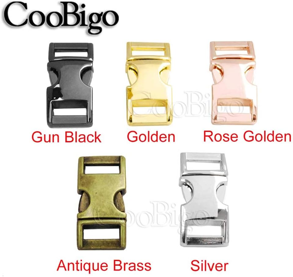 CooBigo 10 Pack 3/8" Metal Side Release Buckles for Paracord Bracelets (Mix) FLQ100(Mix-s)