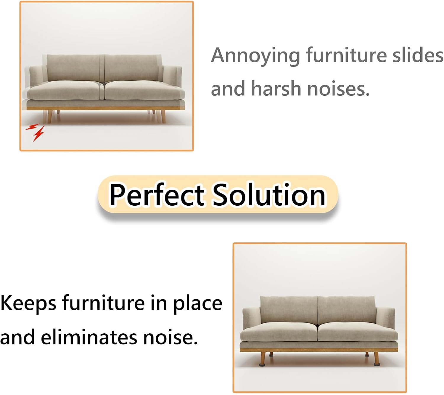 1.5x1.5 Round Rubber Furniture Caster Cups, Anti-Sliding Furniture Pads Bed Stopper Floor Protectors with Grip - Protect Any Flooring