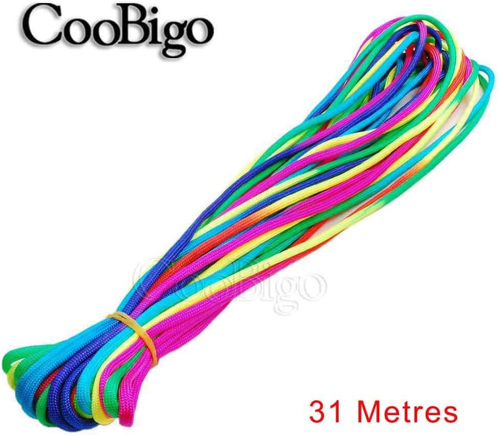 Colorful Rainbow Paracord Cord Rope Type III 7 Strand Parachute 550 Cord Bracelet – Available in 10ft 20ft 50ft 101ft 328ft (101ft (31M))