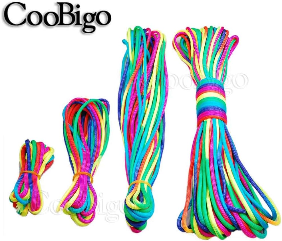 Colorful Rainbow Paracord Cord Rope Type III 7 Strand Parachute 550 Cord Bracelet – Available in 10ft 20ft 50ft 101ft 328ft (101ft (31M))
