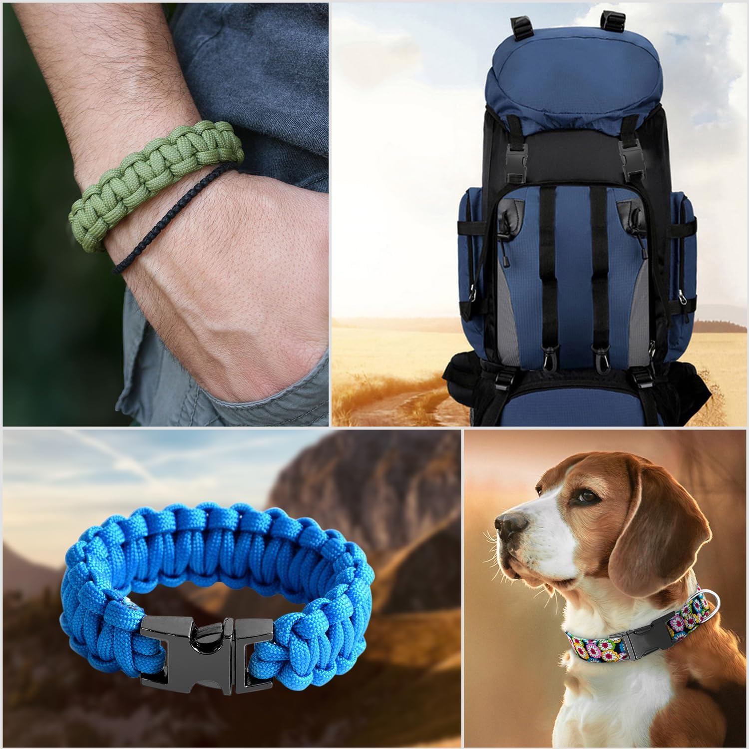 CooBigo Metal Side Release Buckle Webbing Buckle Paracord Bracelet Clasps for Leather Strap Dog Collars Harness Belt