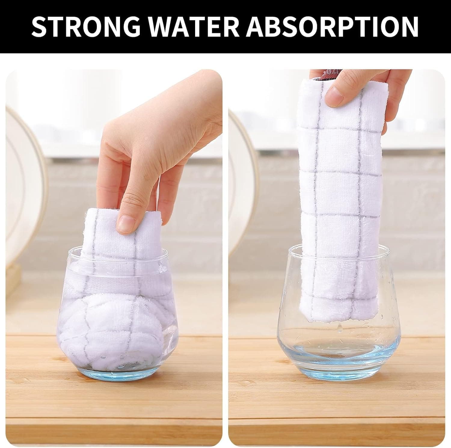 Kitchen Towels Ultra Soft Absorbent 16 x 28 Inches and 13 x 28 Inches White Set of 8