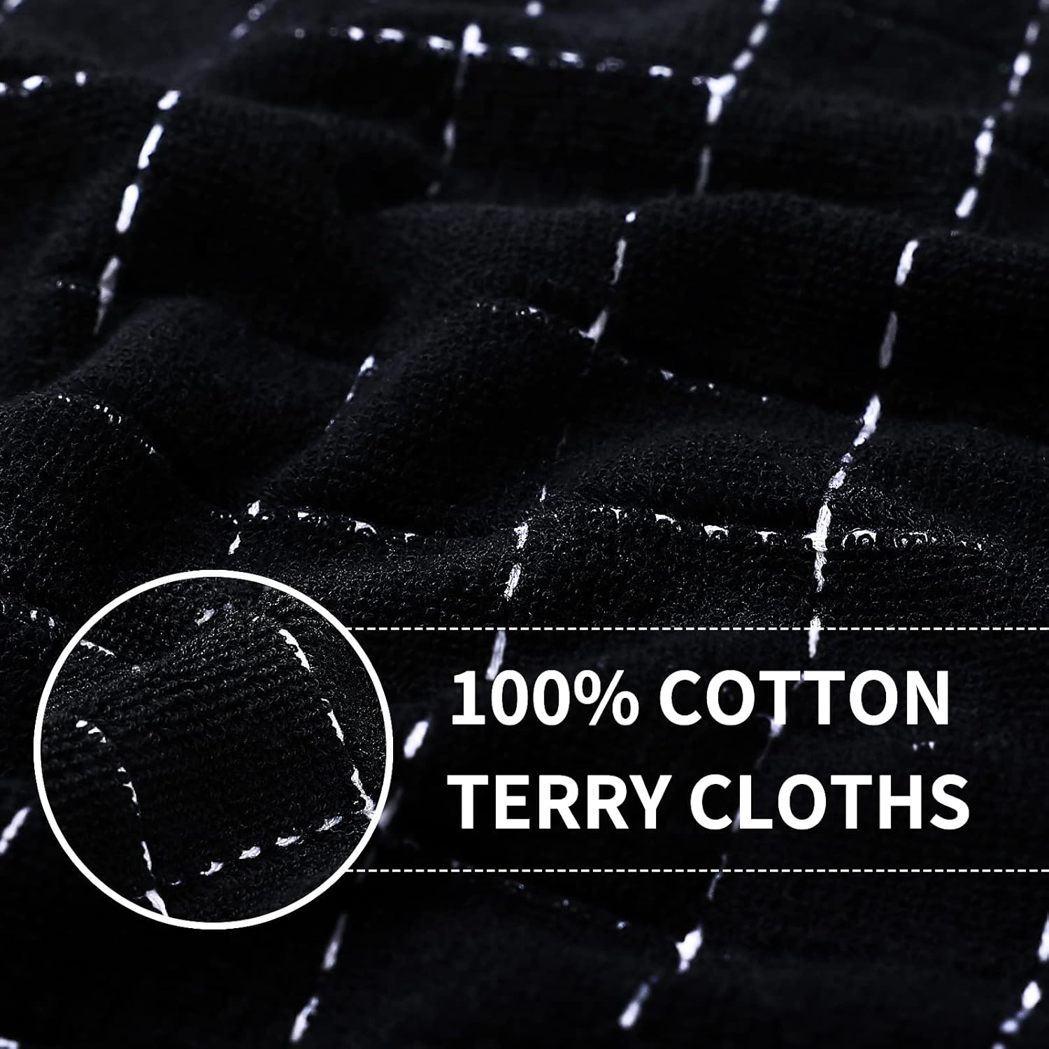 Homaxy 100% Cotton Terry Kitchen Towels(Black, 13 x 28 inches,4 Pack) and Wavy Coral Velvet Kitchen Dish Cloths(Dark Grey, 10 x 10 inches, 12 Pack),Soft and Super Absorbent Dish Towels