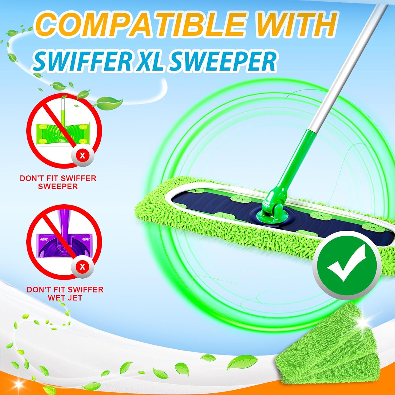 Reusable Microfiber Mop Pads Compatible with Swiffer Sweeper- 4 Pack & 2 Pack Dry & Wet XL Pads (Mop is not Included)