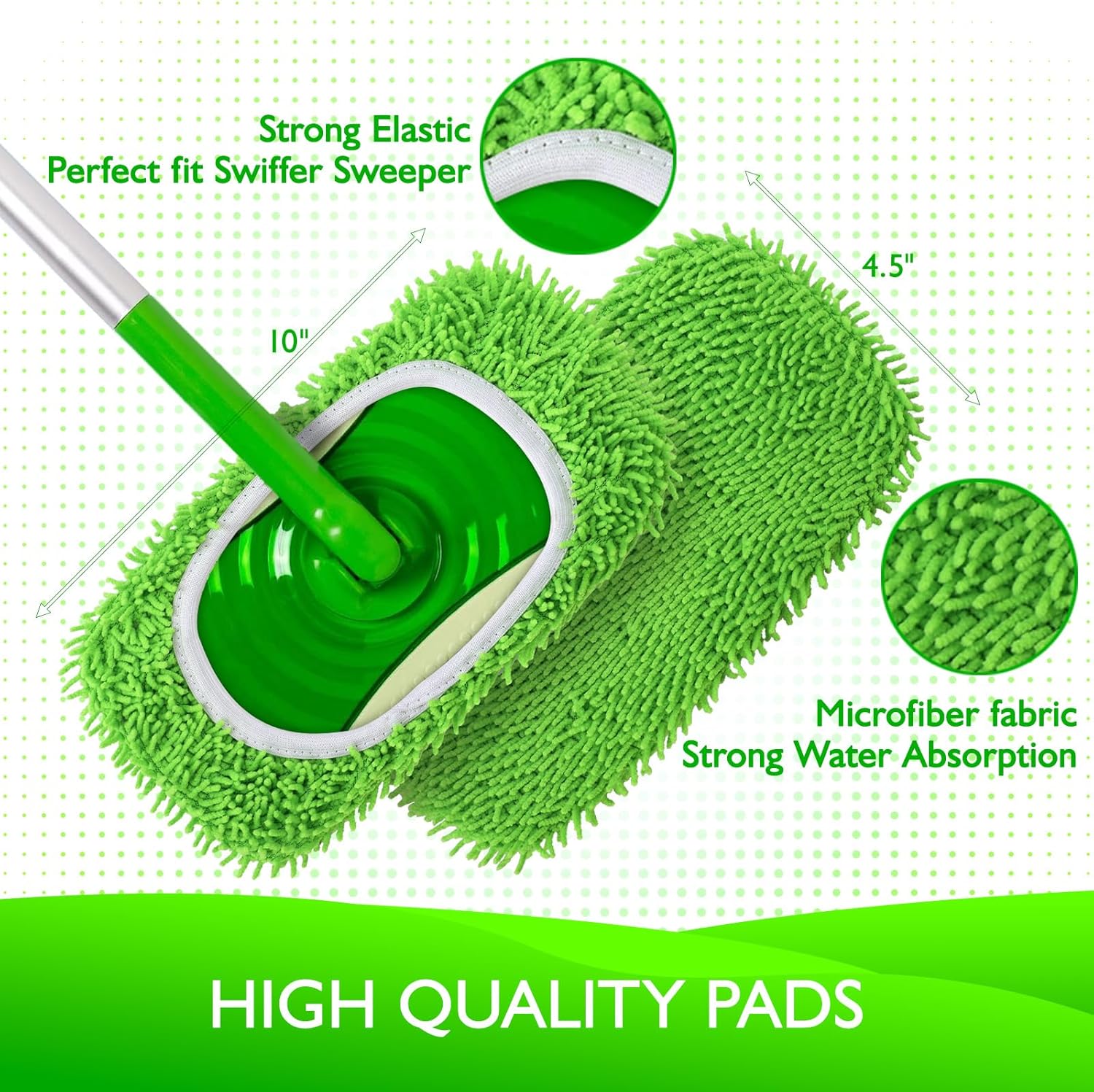 Reusable Microfiber Mop Pads Compatible with Swiffer Sweeper- 4 Pack & 2 Pack Dry & Wet XL Pads (Mop is not Included)