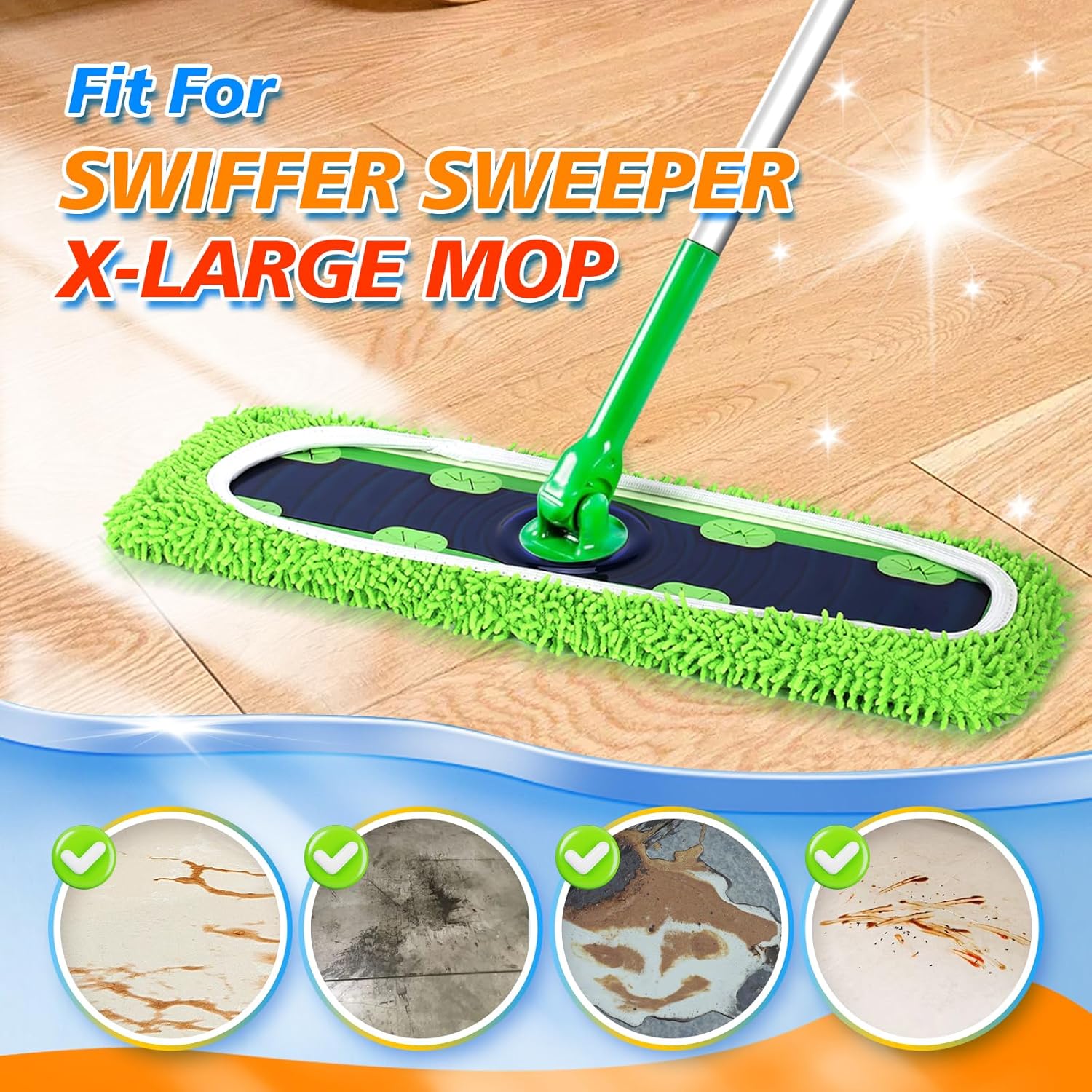 Reusable Microfiber Mop Pads Compatible with Swiffer Sweeper- 4 Pack & 2 Pack Dry & Wet XL Pads (Mop is not Included)