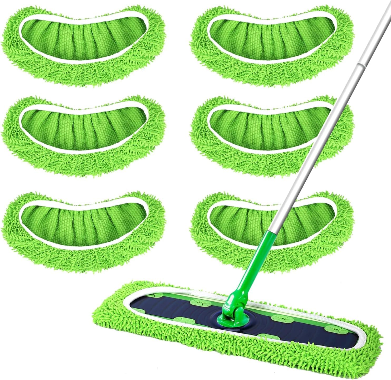 Disposable Non-Woven Cloths XL Dry Sweeping Cloths 50 Count with Reusable Microfiber Mop Pads 6 Pack for Swiffer Sweeper XL Mop