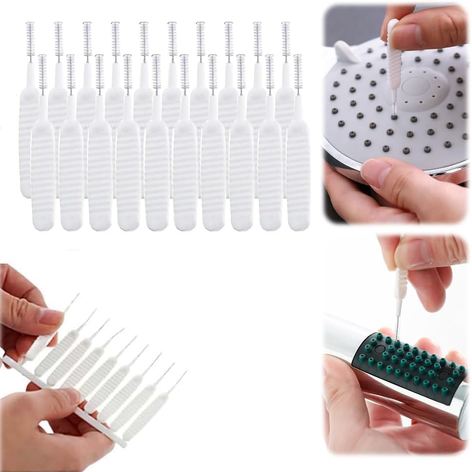 Shower Head Cleaning Brush for Small Hole, Multifunctional Shower Cleaning Tools, Anti-Clogging Nozzle with Storage Boxes, Showerhead Cleaning Brushes Picks for Household Bathroom (20 pcs)