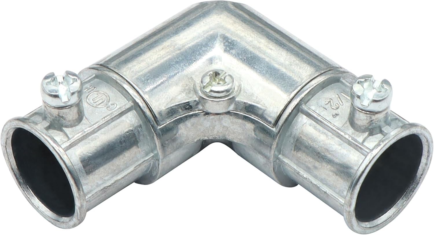 Xadnitu 10 Pieces 1/2" EMT to EMT 90 Degree Connector, Inside Corner Pulling Elbows, Metallic Die-Cast Capped Coupling Conduit Fitting for Factory, Garden Pipes