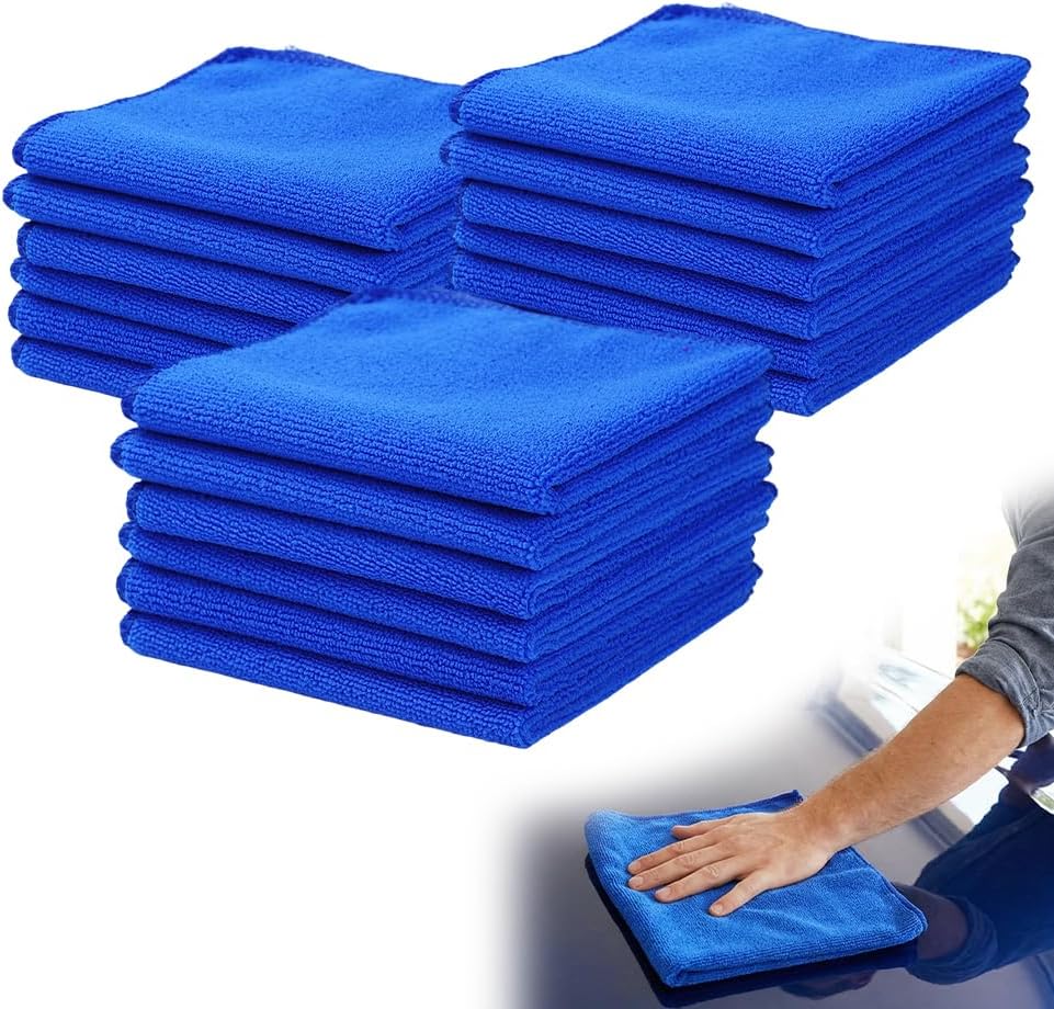 Microfiber Towels for Cars, Microfiber Cleaning Cloth, All-Purpose Microfiber Towels, Cleaning Rags for Cars, Hoe, Free from Streaks/Lint/Scratch, Blue, 12" x 12" (15-Pack)