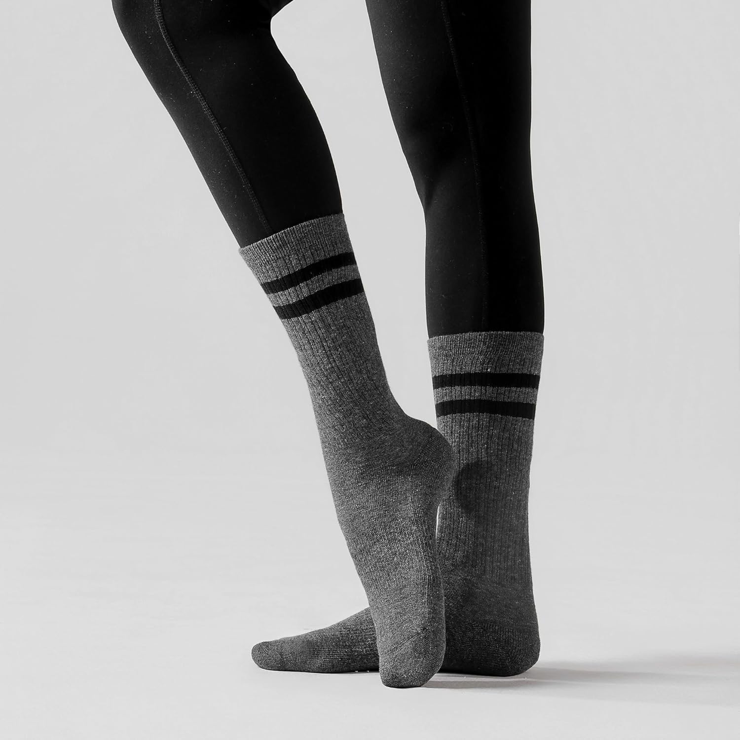 Womens Striped Socks Cotton Athletic Running Chioned Calf Socks Casual School Style 3 Pairs